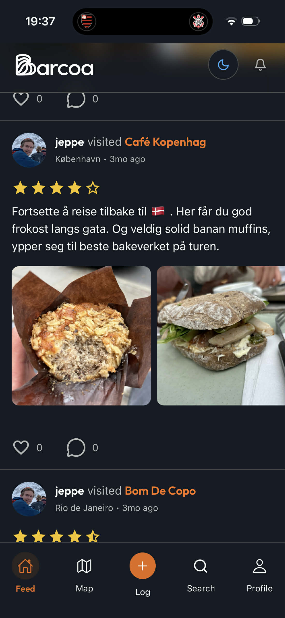 Barcoa-strømmen, med restaurantbesøk delt av venner